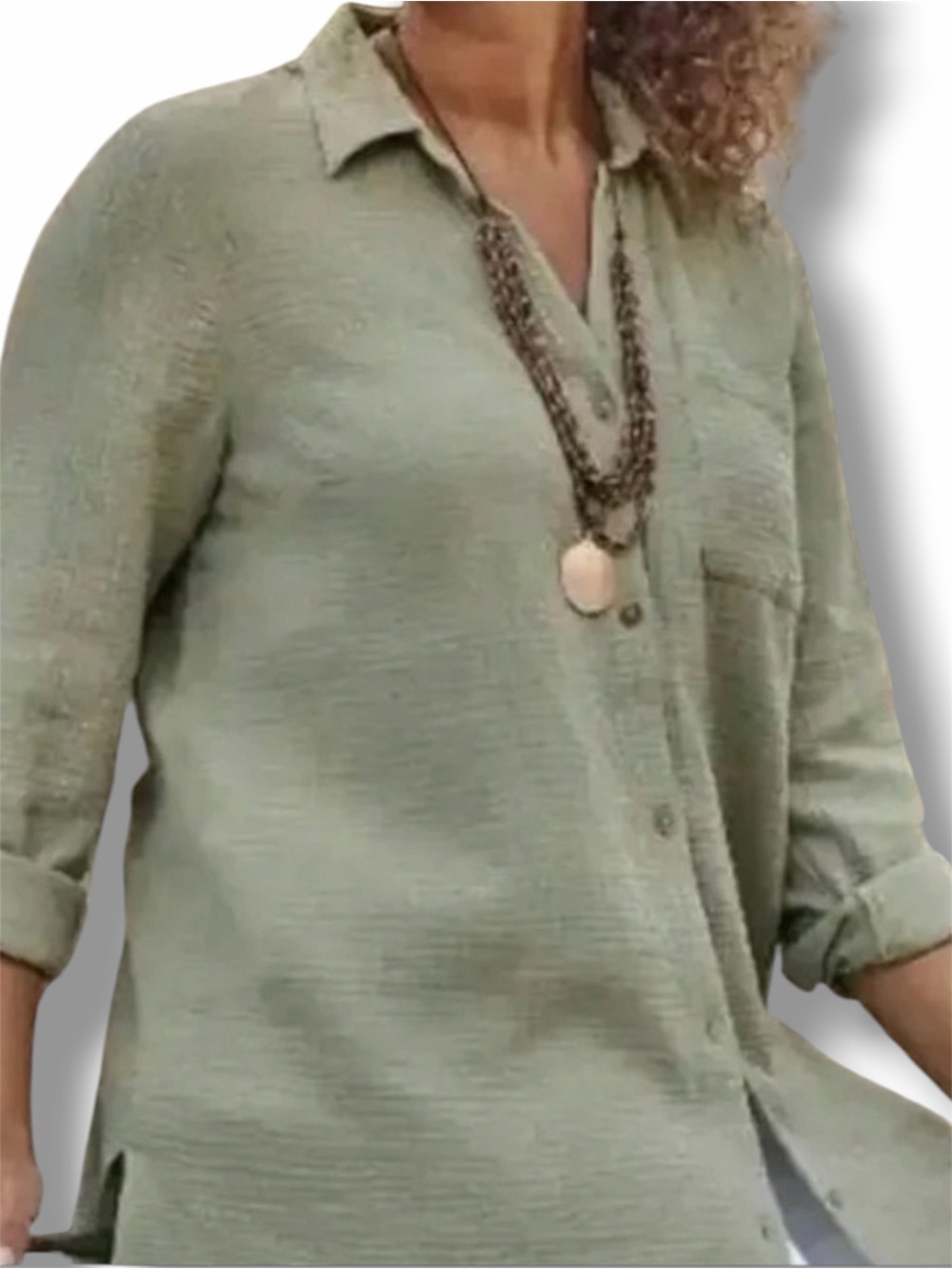 J. Jill Double Gauze Seagrass/Sage Green Button-up Tunic Top Size 2X